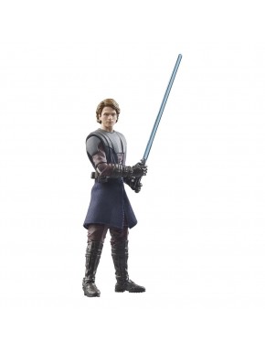 Figurine Anakin Skywalker avec sabre laser bleu.