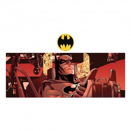 Vade escolar y posavasos de Batman en rojo y negro