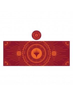 Vade escolar y posavasos Magic the Gathering, diseño rojo y naranja