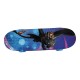Skateboard bleu Dragons avec personnages.