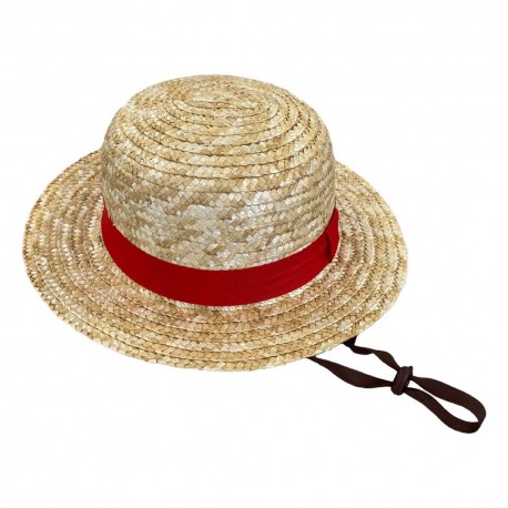 Chapeau de paille Luffy avec bande rouge de One Piece