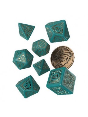 Pack de dados The Witcher Triss verde azulado y dorado