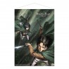 Pôster de Tecido Attack on Titan Mikasa e Levi 50x70 cm