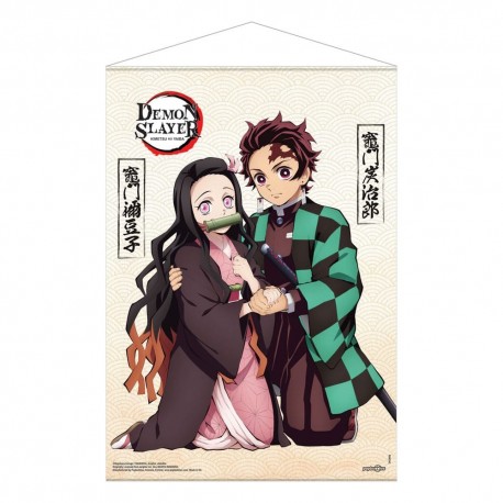 Póster de tela Demon Slayer Tanjiro y Nezuko 50x70 cm