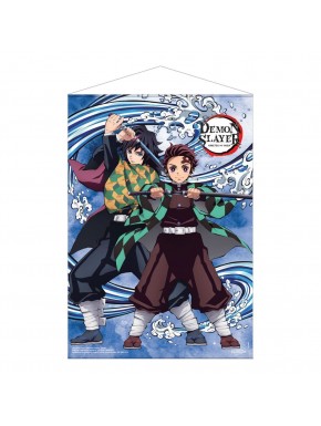 Póster de tela Demon Slayer con Tanjiro y Giyu