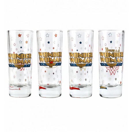 Set of 4 glasses shot glass Wonder Woman