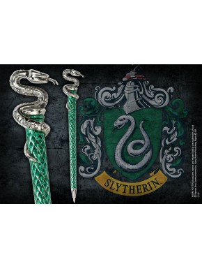 Bolígrafo verde y plateado de Slytherin en caja Noble Collection