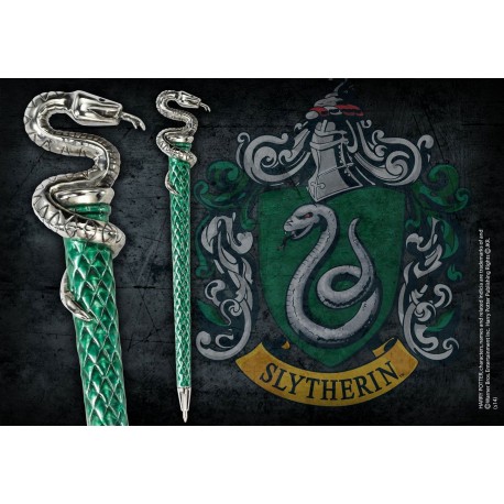 Bolígrafo verde y plateado de Slytherin en caja Noble Collection