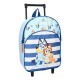 Mochila trolley Bluey con diseño de personajes y rayas azules