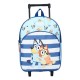 Mochila trolley Bluey con diseño de personajes y rayas azules