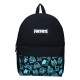 Mochila Fortnite negra con bolsillo y dibujos azules
