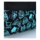 Mochila Fortnite negra con bolsillo y dibujos azules