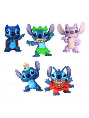 Cinco minifiguras de Stitch de 7 cm de Lilo & Stitch
