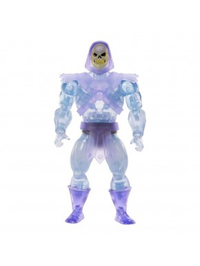 Figura Invisible Skeletor transparente con capa y báculo.