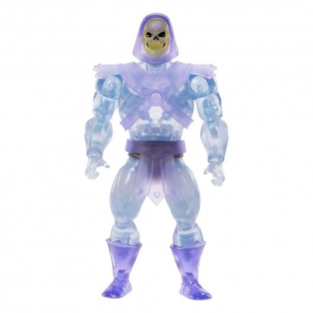 Figura Invisible Skeletor transparente con capa y báculo.