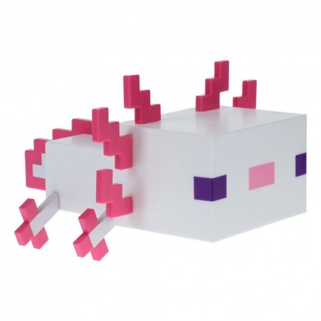 Lámpara Axolotl de Minecraft encendida en tono rosa