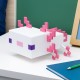 Lámpara Axolotl de Minecraft encendida en tono rosa