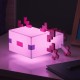 Lámpara Axolotl de Minecraft encendida en tono rosa
