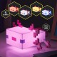 Lámpara Axolotl de Minecraft encendida en tono rosa