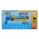 Lanzador NERF Fortnite azul y amarillo con dardos.
