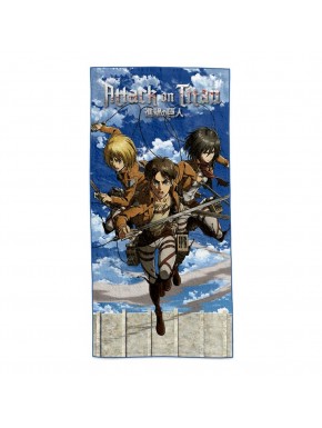 Toalla de Attack on Titan con Eren, Mikasa y Armin