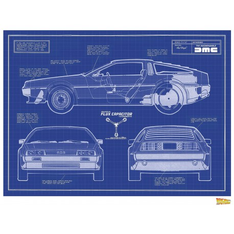 Poster Lithograph - " Back to the Future Delorean Ed. Limited