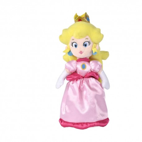 Peluche de la Princesa Peach con vestido rosa de Super Mario