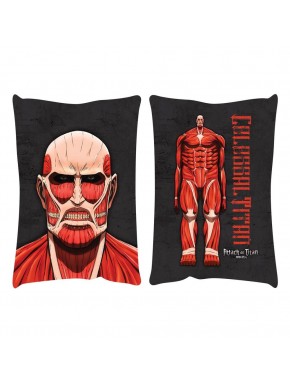 Almohada de Attack on Titan Colossal Titan con diseño frontal y trasero