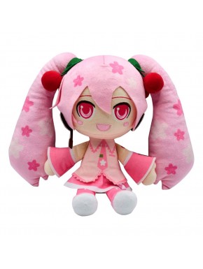 Peluche rosa Vocaloid Sakura Miku con detalles florales