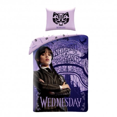 Housse de couette Wednesday avec Académie Nevermore