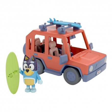 Figurine Bluey avec véhicule Family Cruiser et planches de surf