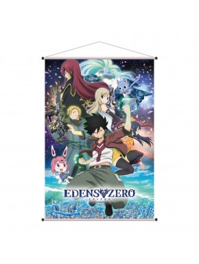 Póster de tela de Edens Zero con personajes principales.