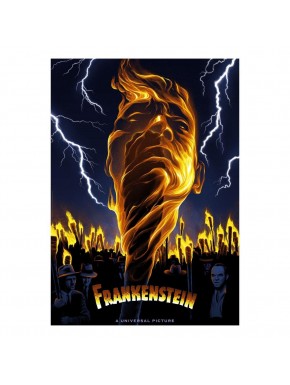 Litografía de Frankenstein con fuego y rayos, edición limitada