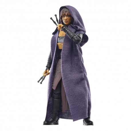 Figurine de Mae Assassin Star Wars avec cape violette.