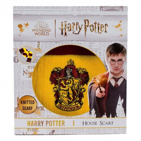 Cachecol Gryffindor Harry Potter com emblema e listras ousadas