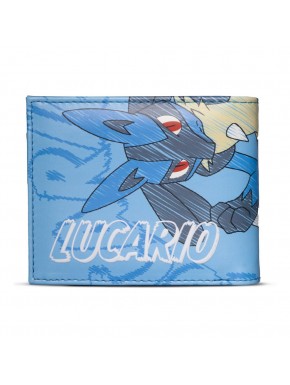 Monedero bifold azul con diseño de Lucario