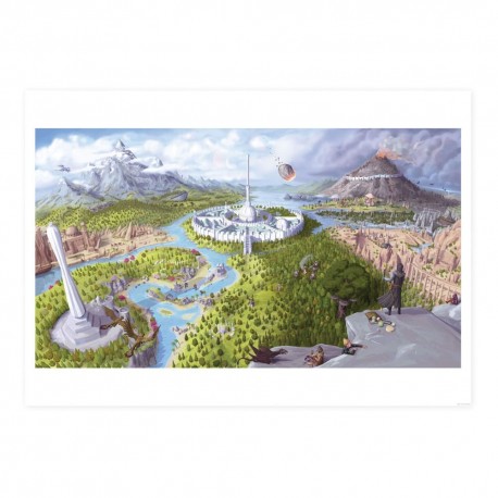 Litografia de The Elder Scrolls IV: Oblivion mostrando a Cidade Imperial.