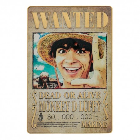 Lingote One Piece Luffy Wanted Edição Limitada com suporte