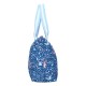 Bolso Lilo & Stitch azul con diseño floral y personajes de Stitch