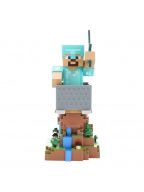 Soporte Minecraft Steve armadura diamante sosteniendo mando