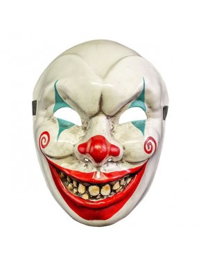 Máscara de payaso Murdershow Doxy en blanco, rojo y azul