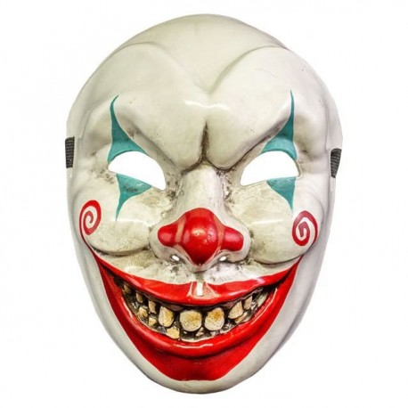 Máscara de payaso Murdershow Doxy en blanco, rojo y azul