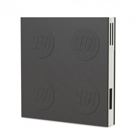 Cuaderno negro LEGO con diseño en relieve y bolígrafo