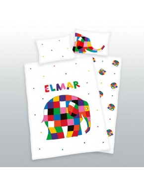 Funda nórdica Elmar infantil con diseño de elefante multicolor