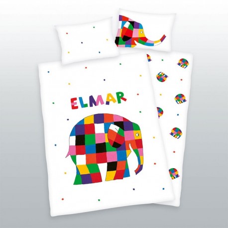 Funda nórdica Elmar infantil con diseño de elefante multicolor