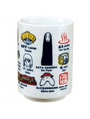 Taza japonesa de porcelana con personajes de El viaje de Chihiro