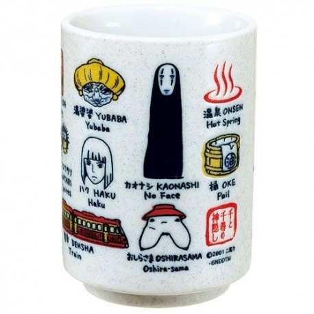 Taza japonesa de porcelana con personajes de El viaje de Chihiro