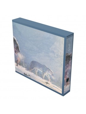 Álbum con ilustración de cazador en nieve