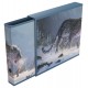 Álbum con ilustración de cazador en nieve