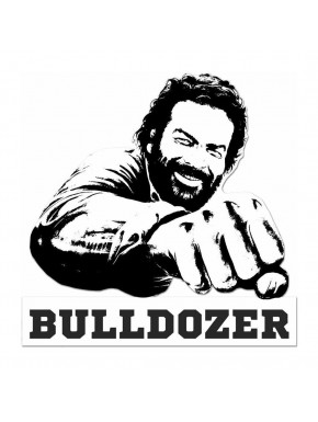 Placa de chapa 3D de Bud Spencer Bulldozer en blanco y negro, 45x45 cm